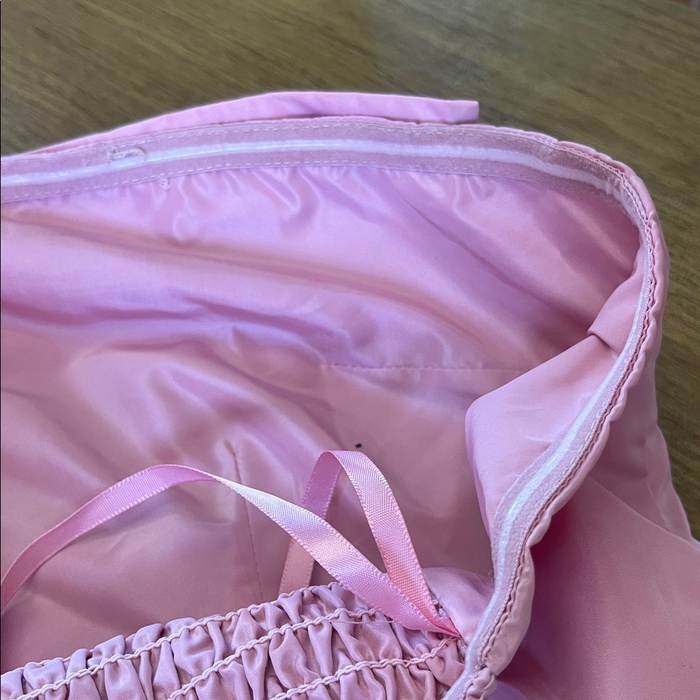 STAUD Dusty Pink Strapless Bow Crop Top, Satin Fabric, Stretchy Back, Sz L - Picture 6 of 11